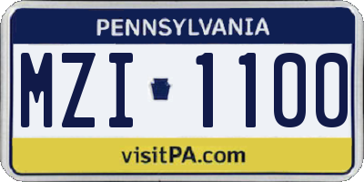 PA license plate MZI1100