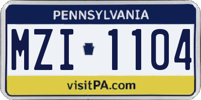 PA license plate MZI1104