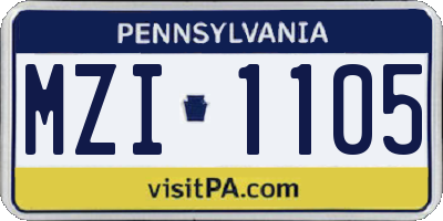 PA license plate MZI1105
