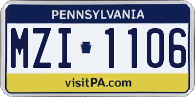 PA license plate MZI1106