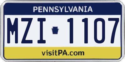 PA license plate MZI1107