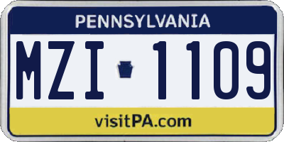 PA license plate MZI1109