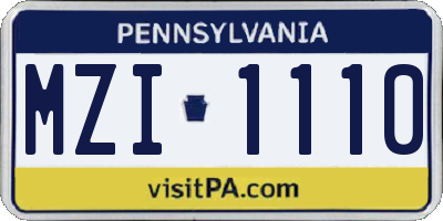 PA license plate MZI1110
