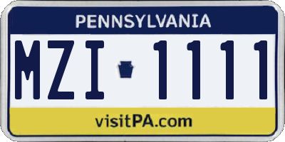 PA license plate MZI1111