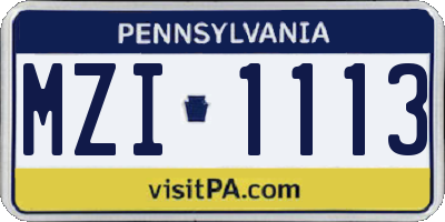 PA license plate MZI1113
