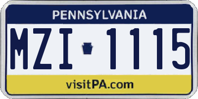 PA license plate MZI1115