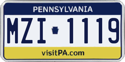 PA license plate MZI1119