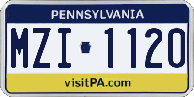 PA license plate MZI1120