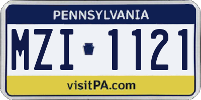 PA license plate MZI1121