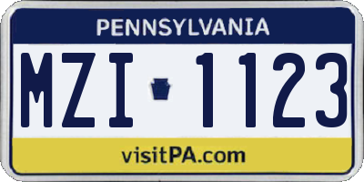 PA license plate MZI1123