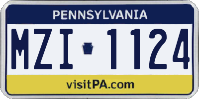 PA license plate MZI1124