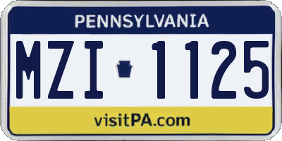 PA license plate MZI1125