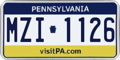 PA license plate MZI1126