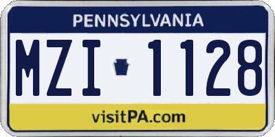 PA license plate MZI1128