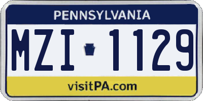 PA license plate MZI1129