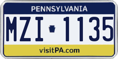 PA license plate MZI1135