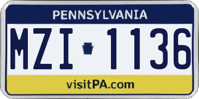 PA license plate MZI1136