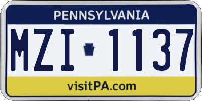 PA license plate MZI1137