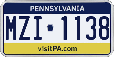 PA license plate MZI1138