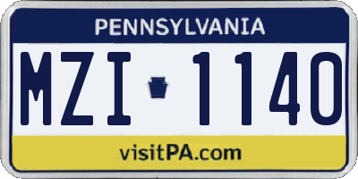 PA license plate MZI1140