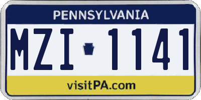 PA license plate MZI1141