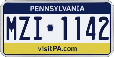 PA license plate MZI1142