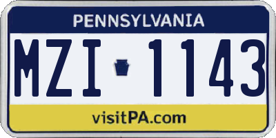 PA license plate MZI1143