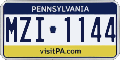 PA license plate MZI1144