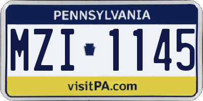 PA license plate MZI1145