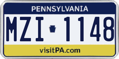 PA license plate MZI1148