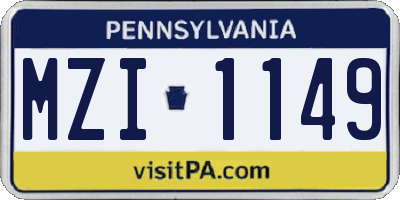 PA license plate MZI1149