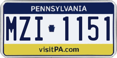 PA license plate MZI1151