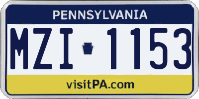 PA license plate MZI1153