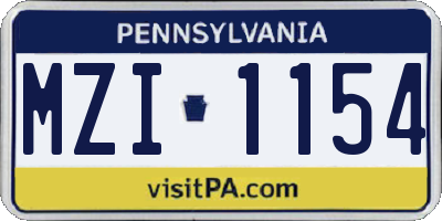 PA license plate MZI1154
