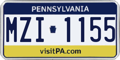 PA license plate MZI1155