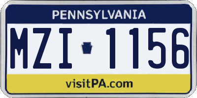 PA license plate MZI1156
