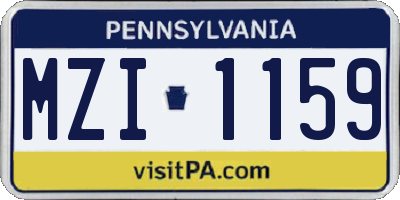 PA license plate MZI1159