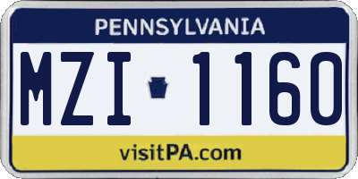 PA license plate MZI1160