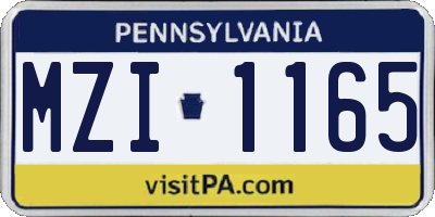 PA license plate MZI1165