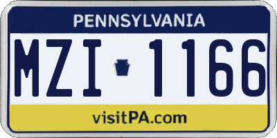 PA license plate MZI1166