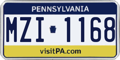 PA license plate MZI1168