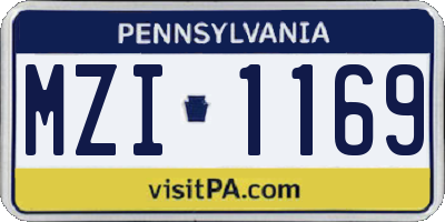 PA license plate MZI1169