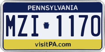 PA license plate MZI1170