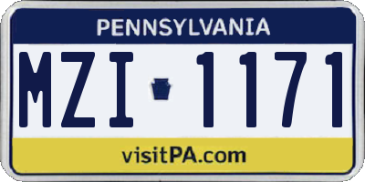 PA license plate MZI1171
