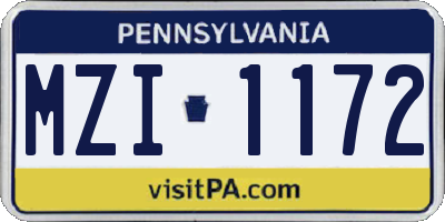 PA license plate MZI1172
