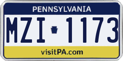 PA license plate MZI1173