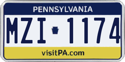 PA license plate MZI1174