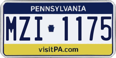 PA license plate MZI1175