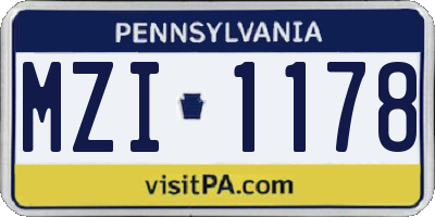 PA license plate MZI1178