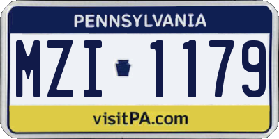 PA license plate MZI1179